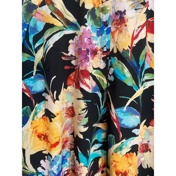 Vero Moda Curve  size 16 Floral Silk Blend Button-Up Dress W/ Billowy Sleeves - Picture 5 of 10